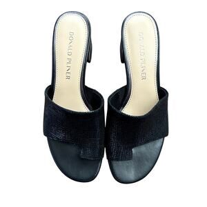 Donald Pliner Womens Melros Sandal Size 7.5 Croc Leather Toe Loop Heel Mule